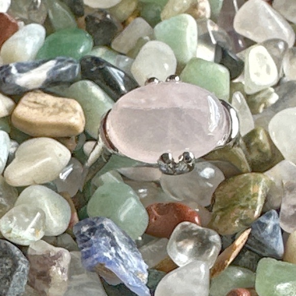 Victorian Pink Quartz silver gem ring love pink quartz - Picture 2 of 6